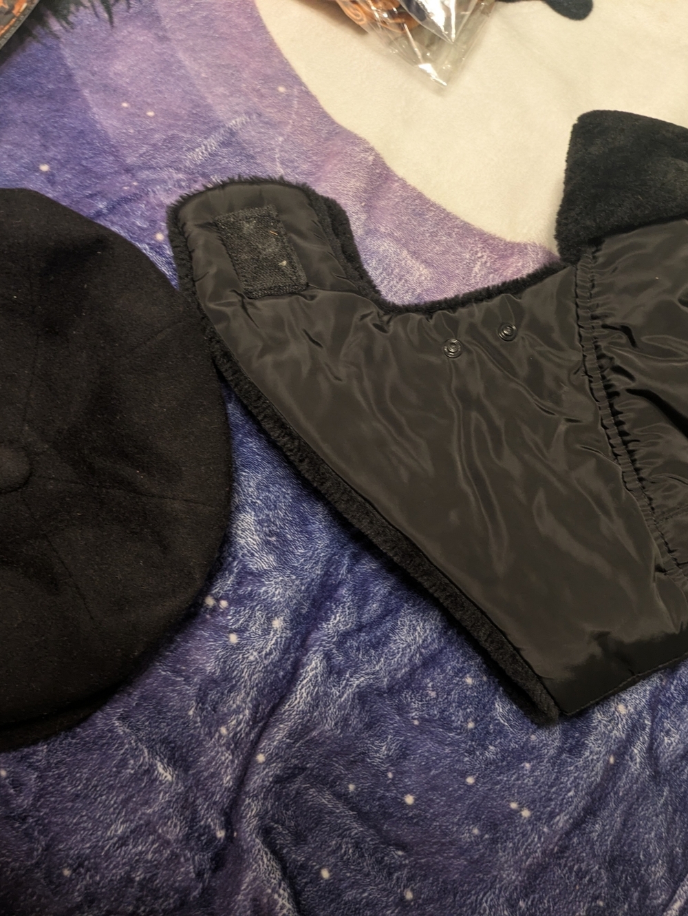 Black Winter Hat Bundle Beret + Trapper Hat Faux Fur Lined Cold Weather Set